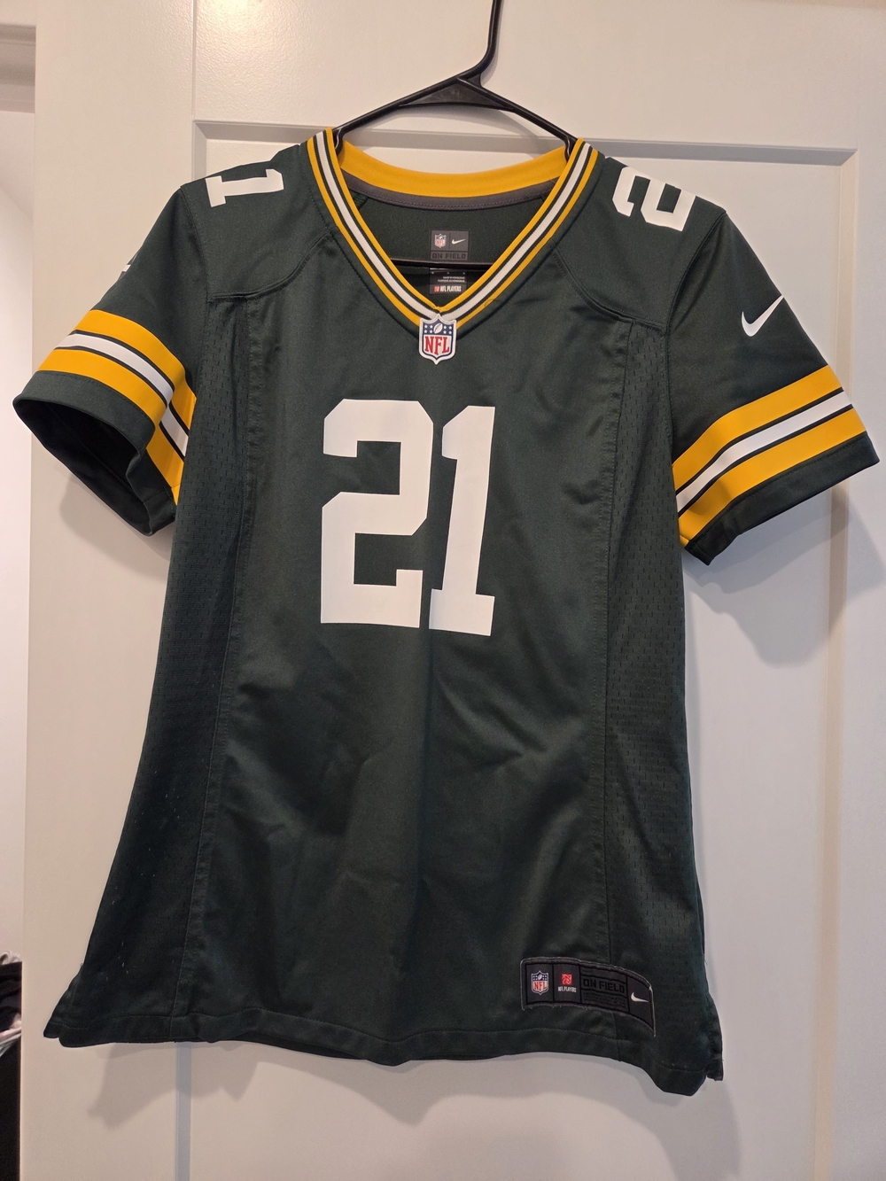 NFL Women’s #21 Green and Yellow Jersey by Nike